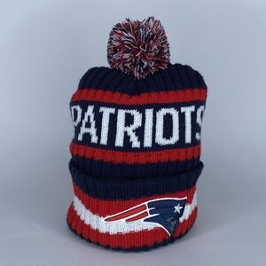 New England Patriots '47 Brand Beanie Pom Winter Hat Red White Blue EUC